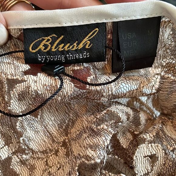 NWOT Blush by Young Threads tan lace & netting dress - Picture 8 of 10